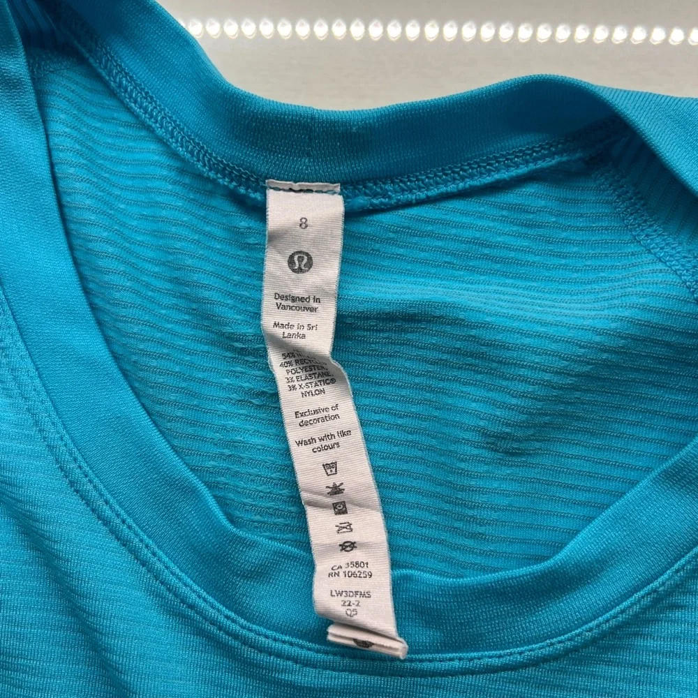 Lululemon size 8 swiftly tech 2.0 waist length blue/teal - Picture 4 of 4